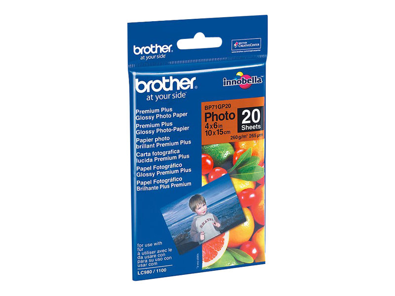 brother Fotopapier BP71GP20 DIN A6 glaenzend 260 g/qm 20 Blatt