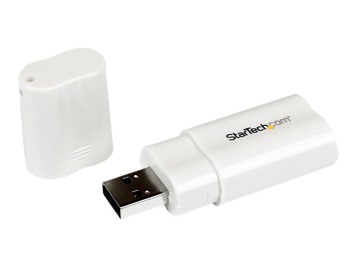 StarTech.com USB Audio Adapter - USB auf Soundkarte in weiß - Soundcard mit USB (Stecker) und 2x 3,5mm Klinke extern - Soundkarte