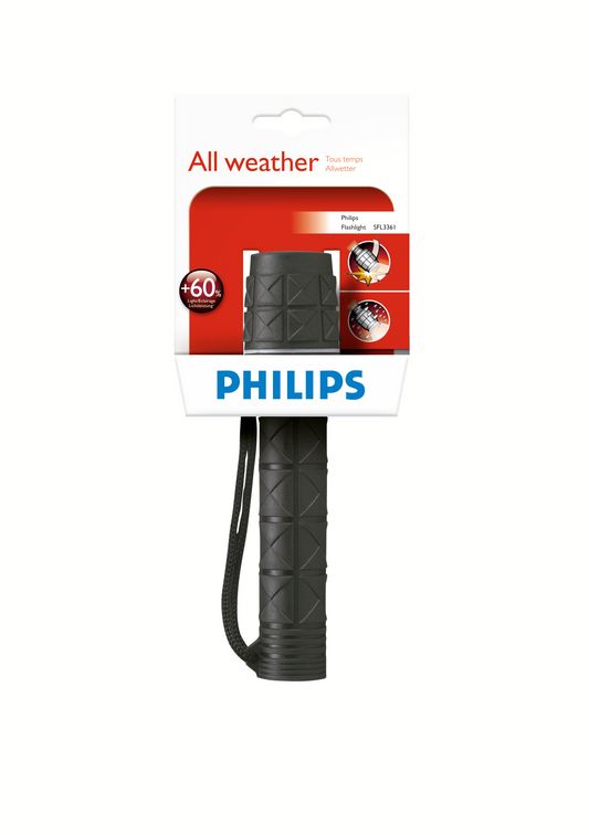 Philips LightLife Taschenlampe SFL336110 HandBlinklicht Schwarz Gummi 24 V KPR104 AALR6 Alkaline