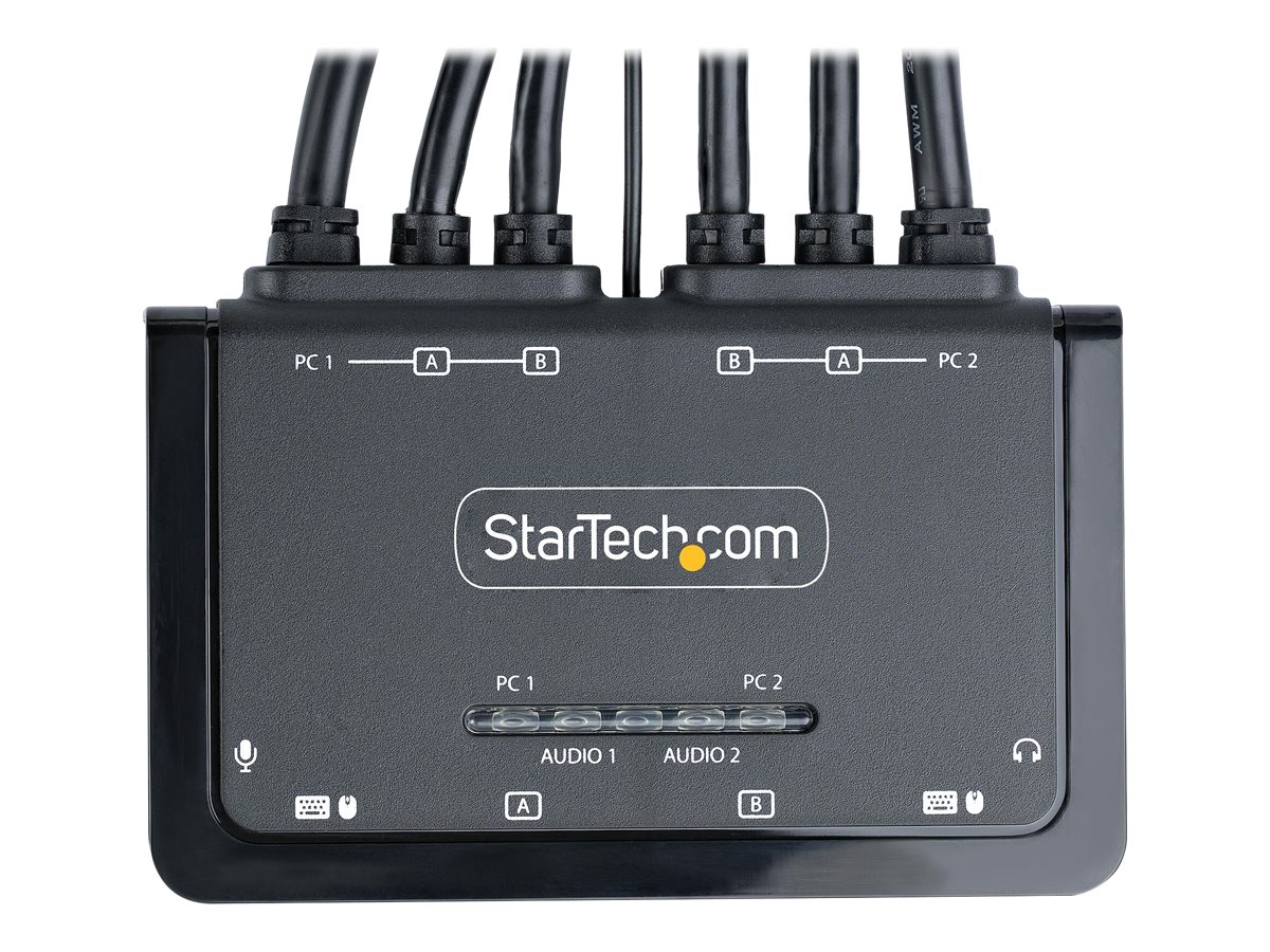 STARTECH.COM 2-Port Dual Monitor HDMI KVM Switch 4K 60Hz KVM mit 1,5m Integrierten Kabeln USB-A/HDMI/Audio HDMI KVM Switch