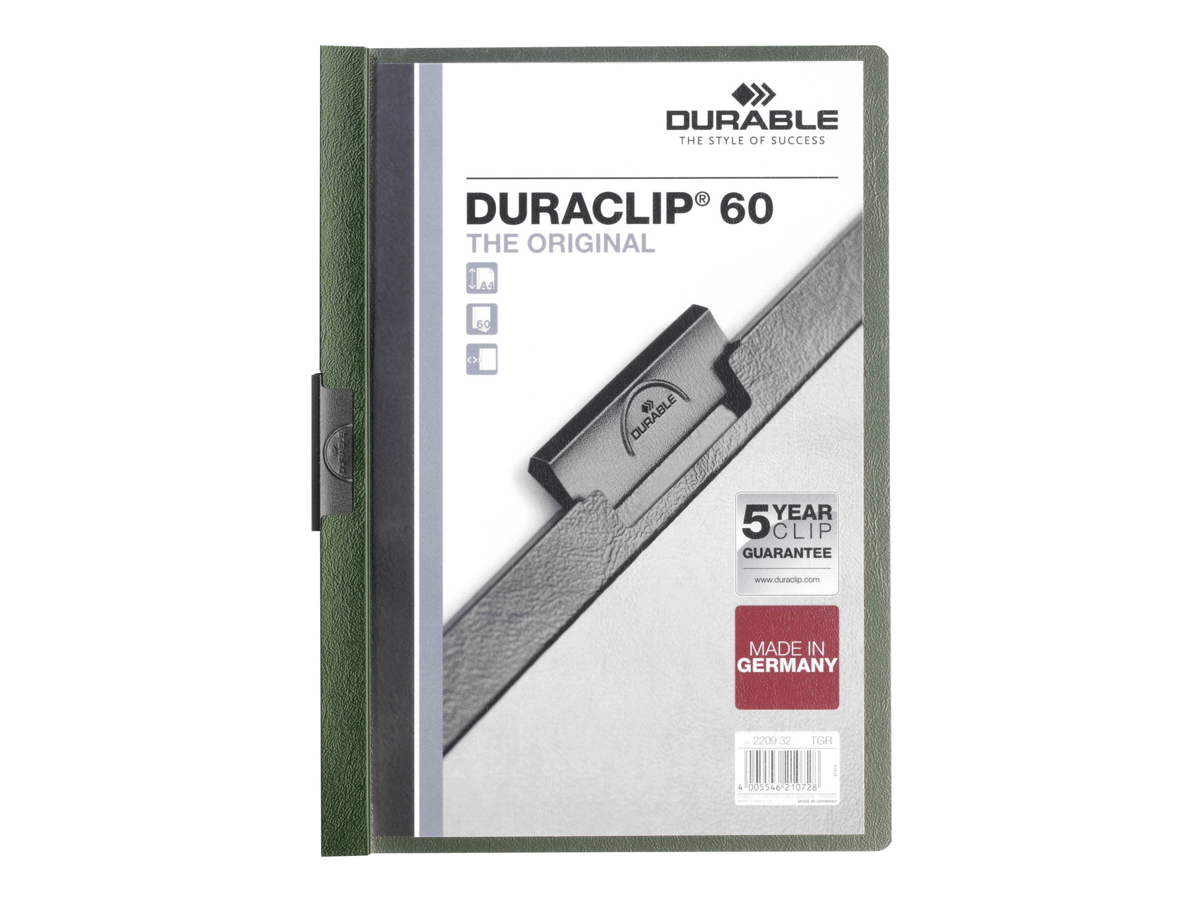 25 DURABLE Klemmhefter DURACLIP  dunkelgrÃ¼n
