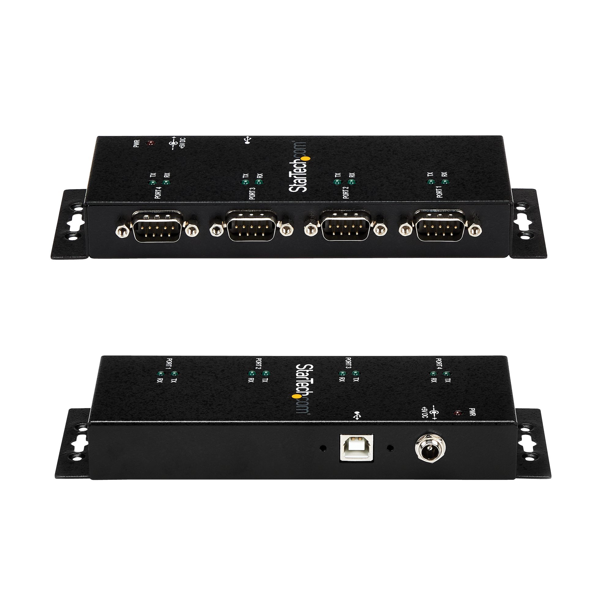 STARTECHCOM 4 Port USB auf Seriel RS232 Adapter Hub Industriell DINScheinen Wandmontagefähig USB auf Seriell DB9 Konverte