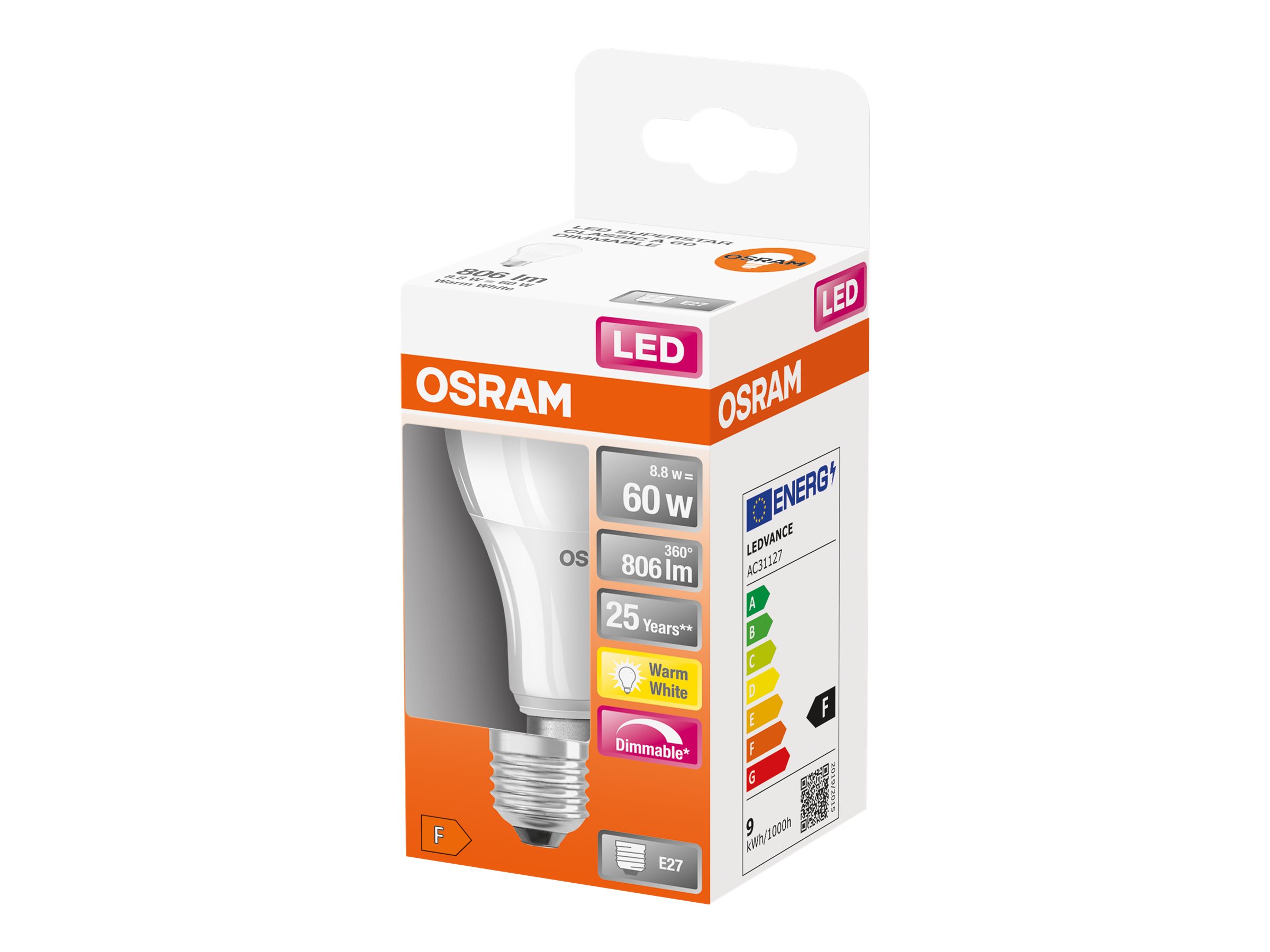 OSRAM LED-Lampe SUPERSTAR CLASSIC A 60 E27 8,8 W matt