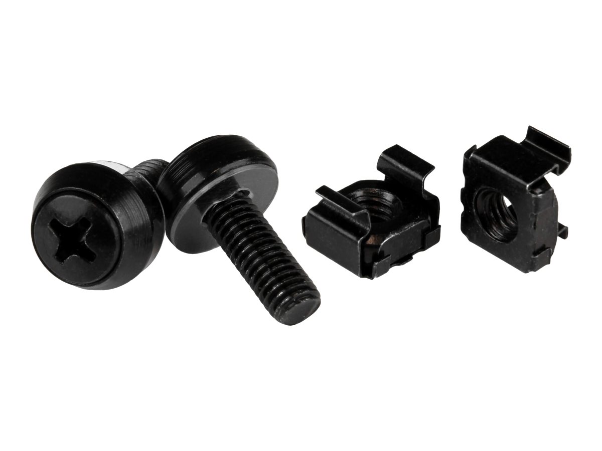 STARTECH.COM M6 x 12mm - Schrauben und Kaefigmuttern - 50er Pack - Schwarz - M6 Montageschrauben und Kastenmuttern fuer Server Rac