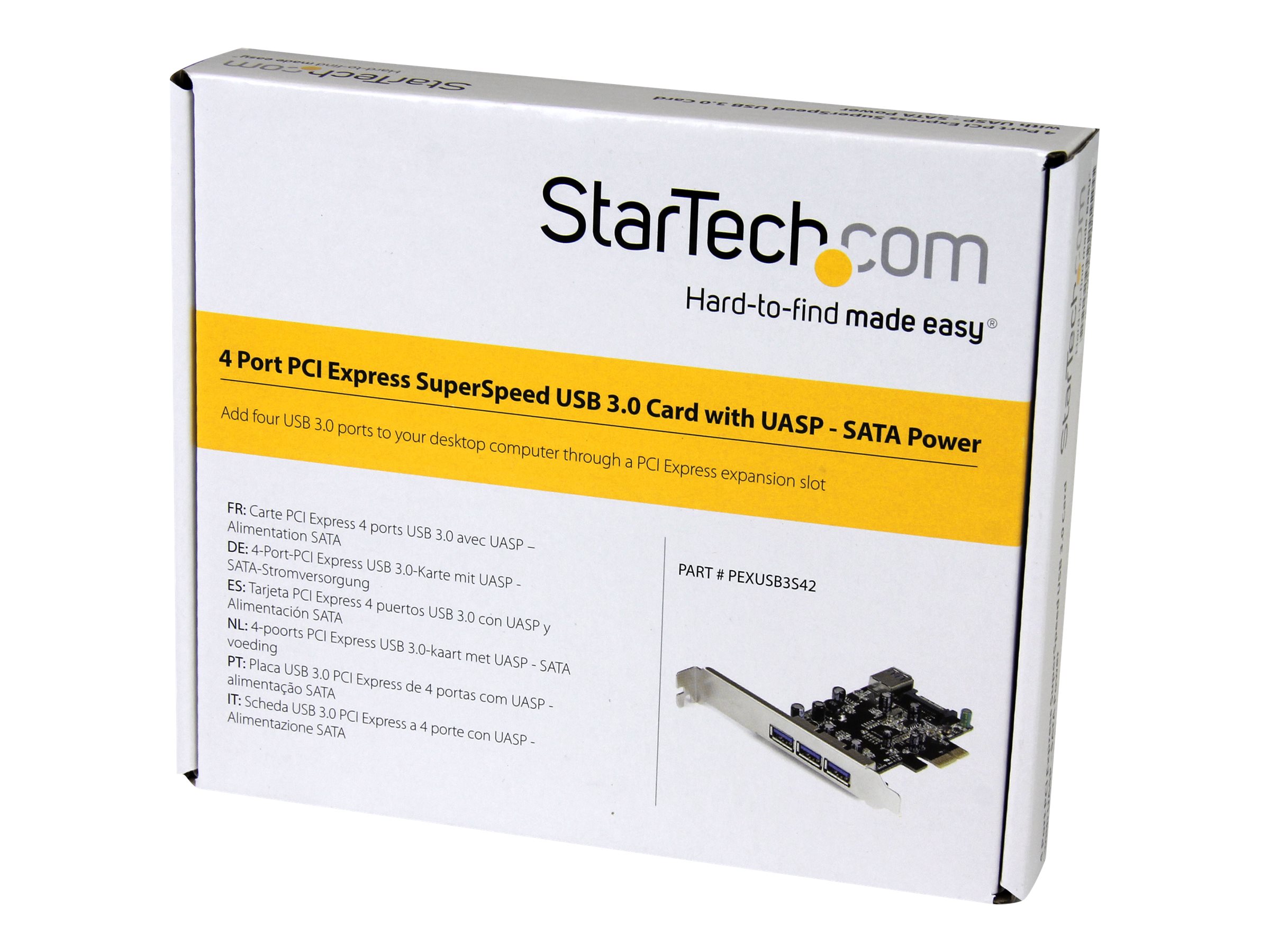 StarTech.com 4 Port PCI Express USB 3.0 Karte - 4-fach PCIe USB 3.0 Schnittstellenkarte - 3 Externe und 1 Interner Anschluss - USB-Adapter - PCIe 2.0 - USB 3.0 x 4