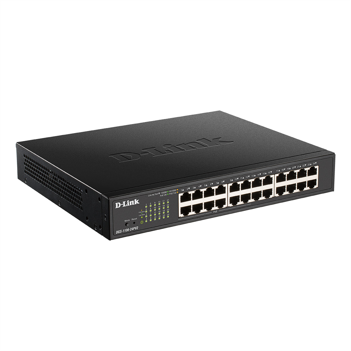 D-LINK DGS-1100-24PV2/E 24-Port Layer2 PoE Gigabit Smart Switch 24x 10/100/1000Mbit/s davon 12x PoE 802.3af/802.3at