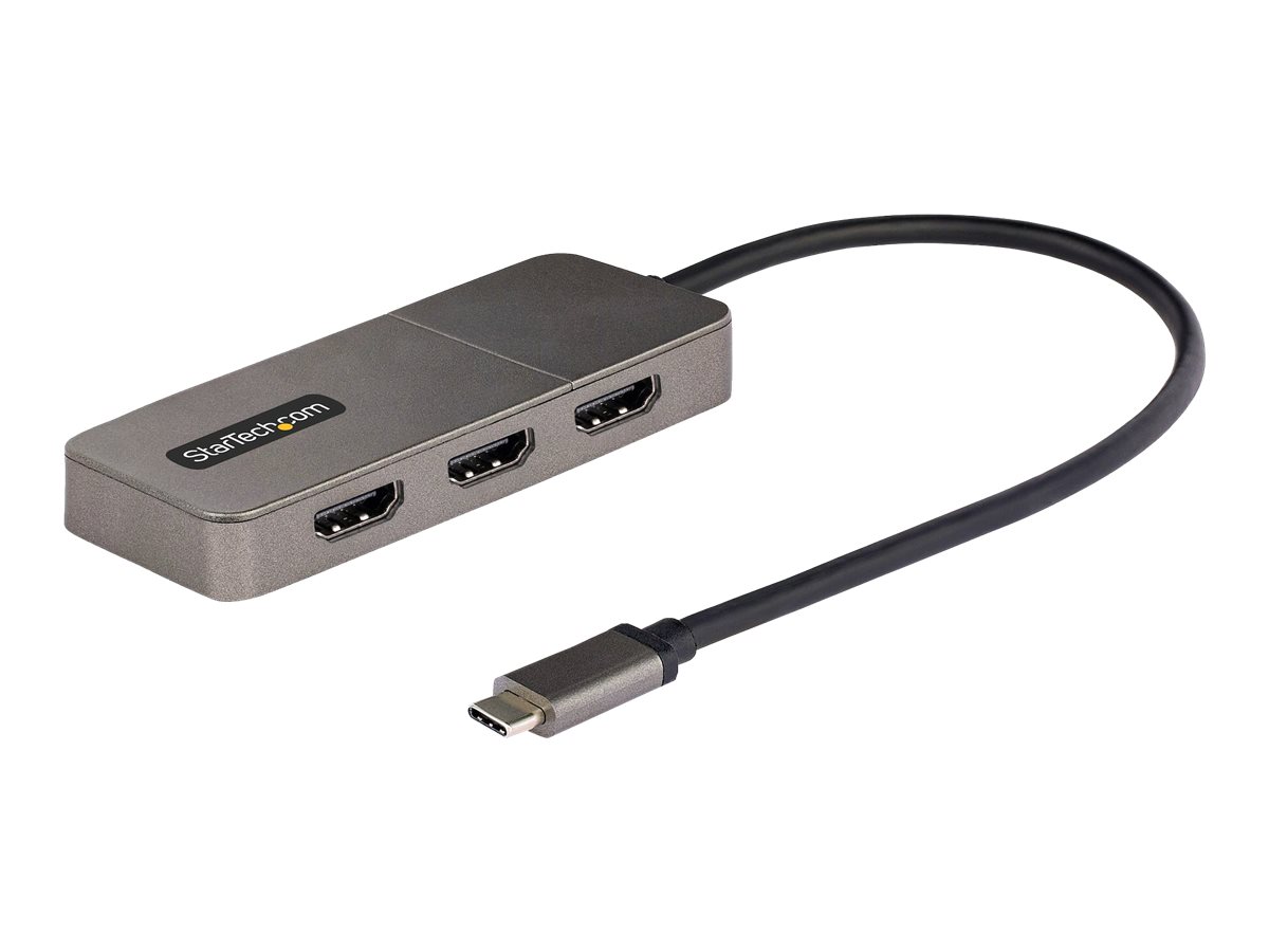 StarTech.com 3-Port USB-C MST Hub, USB Type-C to 3x HDMI Multi-Monitor Adapter for Laptop, Triple HDMI up to 4K 60Hz w/ DP 1.4 Alt Mode and DSC, HDR, 1ft (30cm) Cable, USB Bus-Powered - Multi-Stream Transport Hub (MST14CD123HD) - Video-/Audio-Splitter - 3