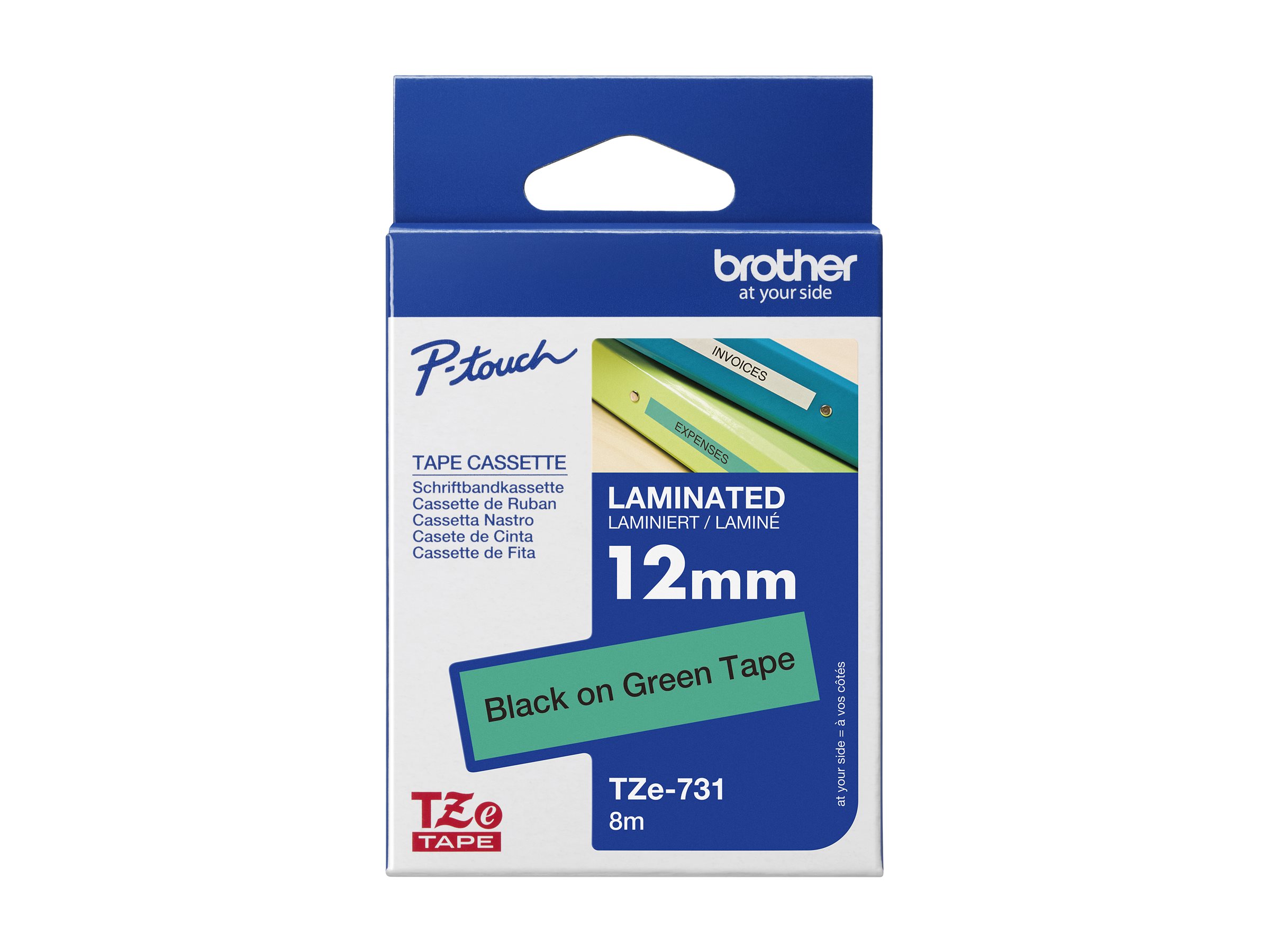 TZE731 BROTHER PT Schriftband 12mm gruen