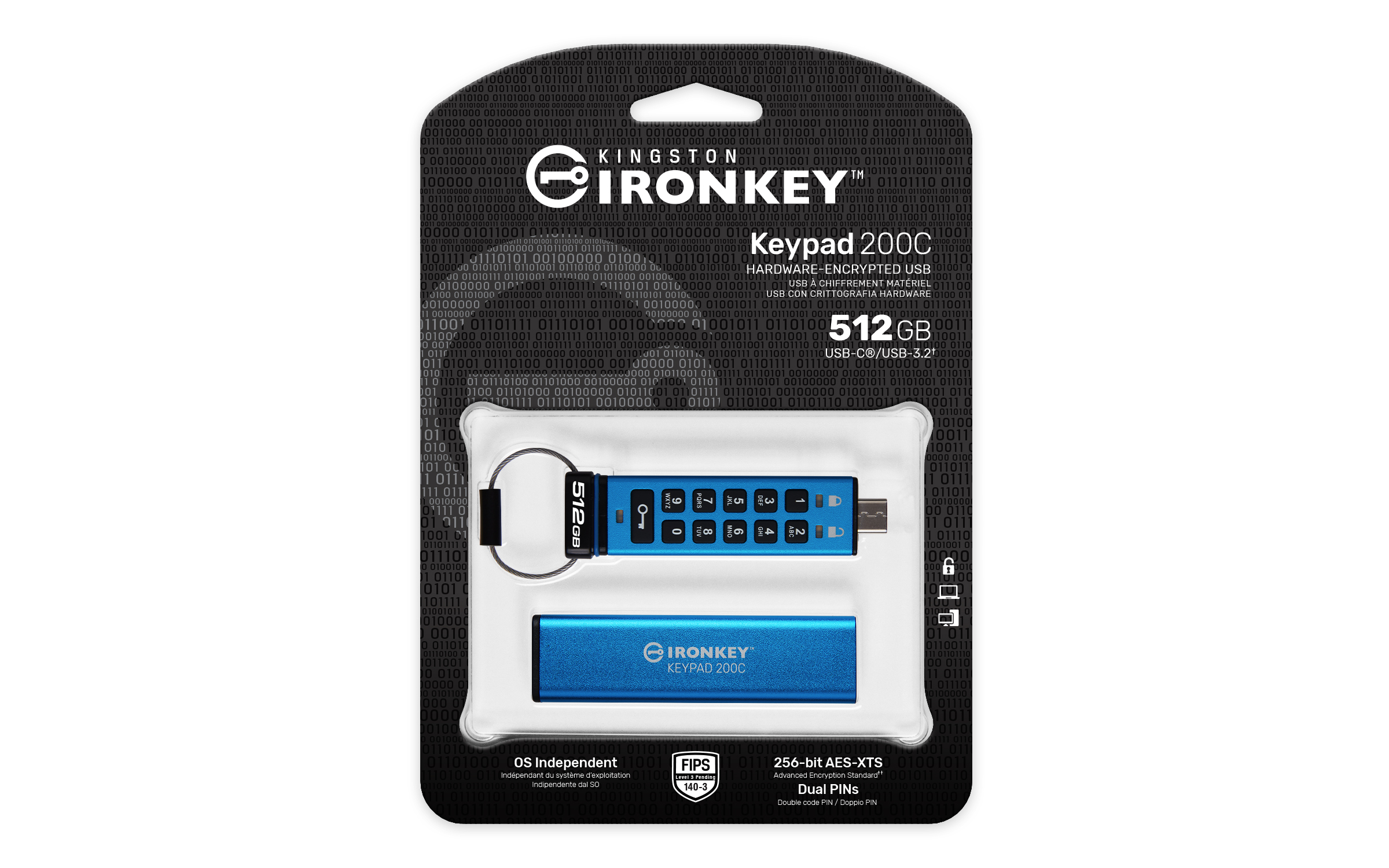 Kingston IronKey Keypad 200C 512GB AES-256 USB-C