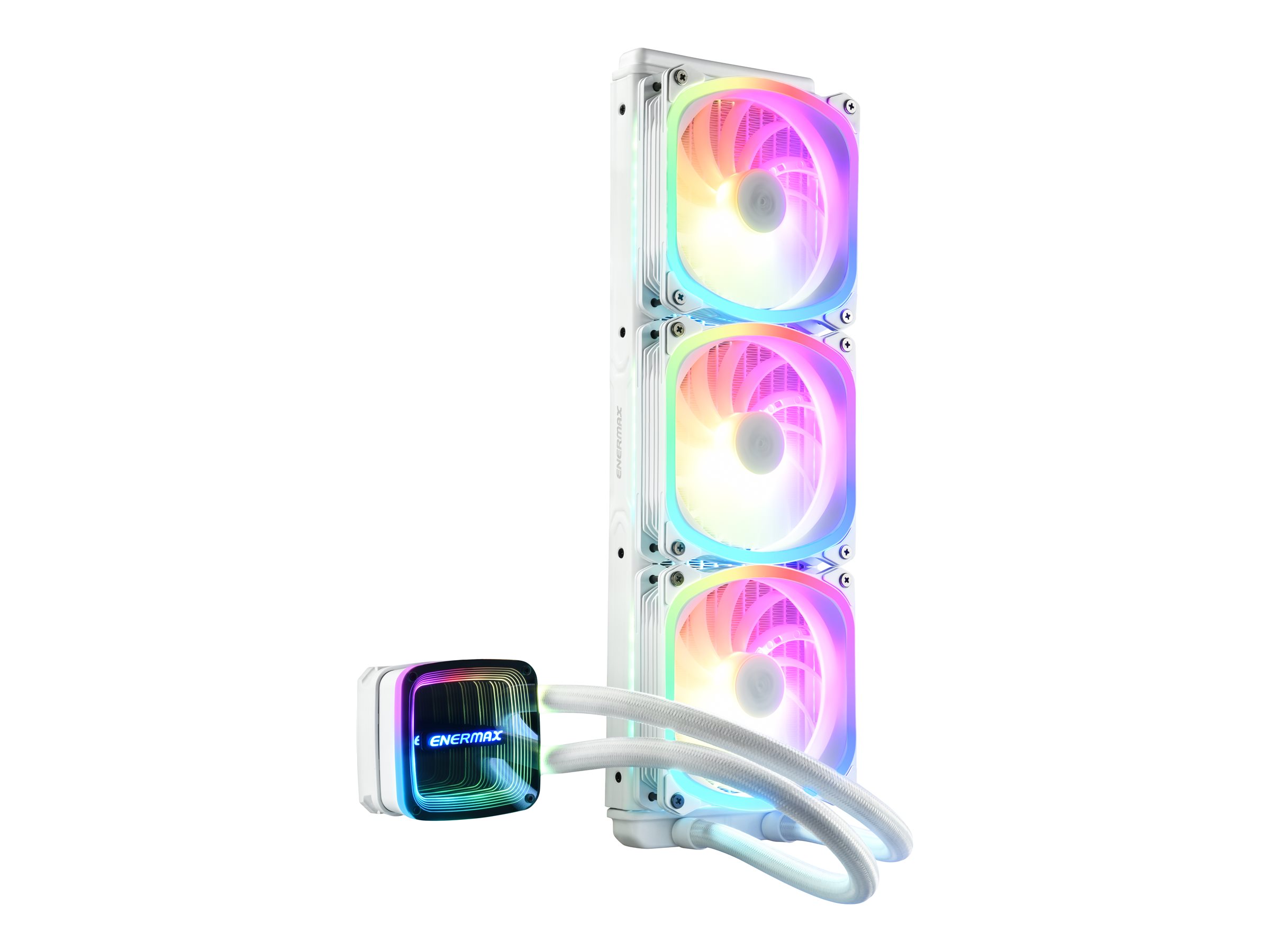 AQUAFUSION ADV ARGB Snow White 360 AIO CPU Wasserkuehlung Intel LGA1700 AM5 Ready 360W+ TDP 3x 120mm PWM SquA RGB-Luefter