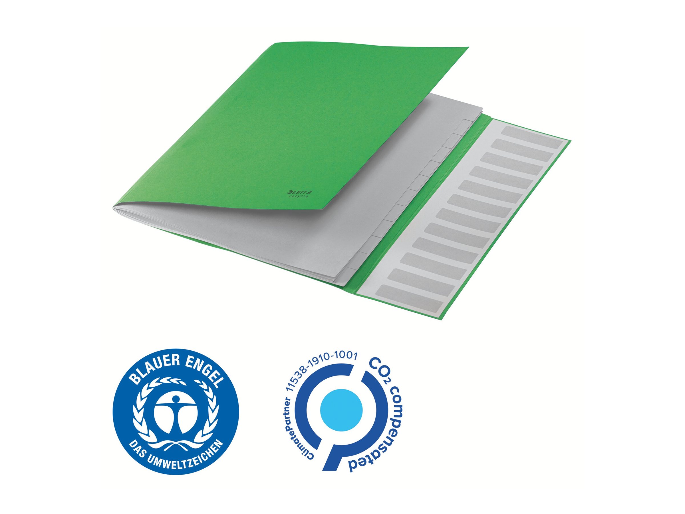 LEITZ Ordnungsmappe recycle 3915 12 Faecher gruen LEITZ Ordnungsmappe recycle 3915 12 Faecher gruen
