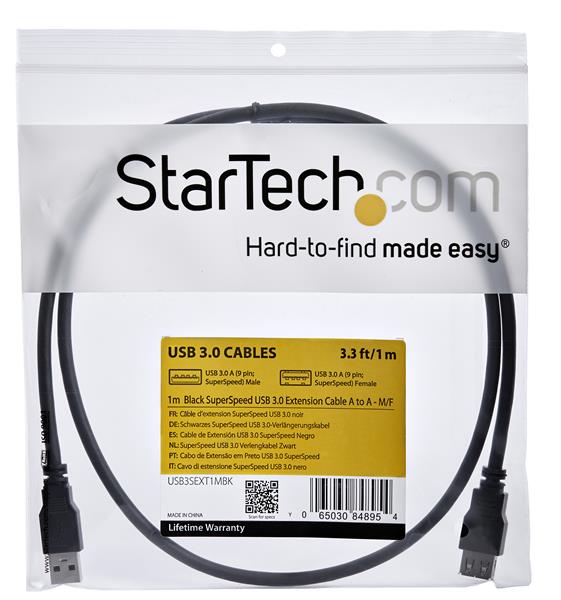 STARTECHCOM 1m Black SuperSpeed USB 30 Extension Cable A to A MF