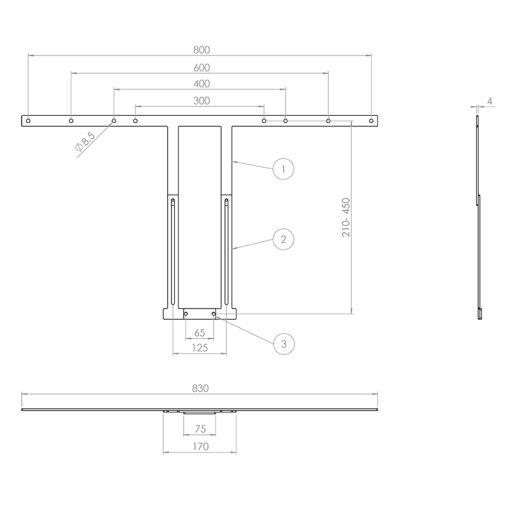 HAGOR Meetup Display-Adapter 140-190cm 55-75Z fuer Logitech Meet-Up Kameras VESA max. 800mm Montage oberh oder unterh des Displays