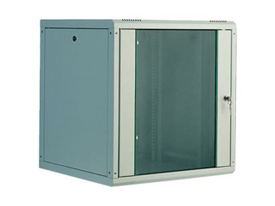 DIGITUS Wandschrank 48,3cm 19Zoll 12HE RAL 7035 grau montiert ohne Fachboden inkl.8xMontageschrauben-Set