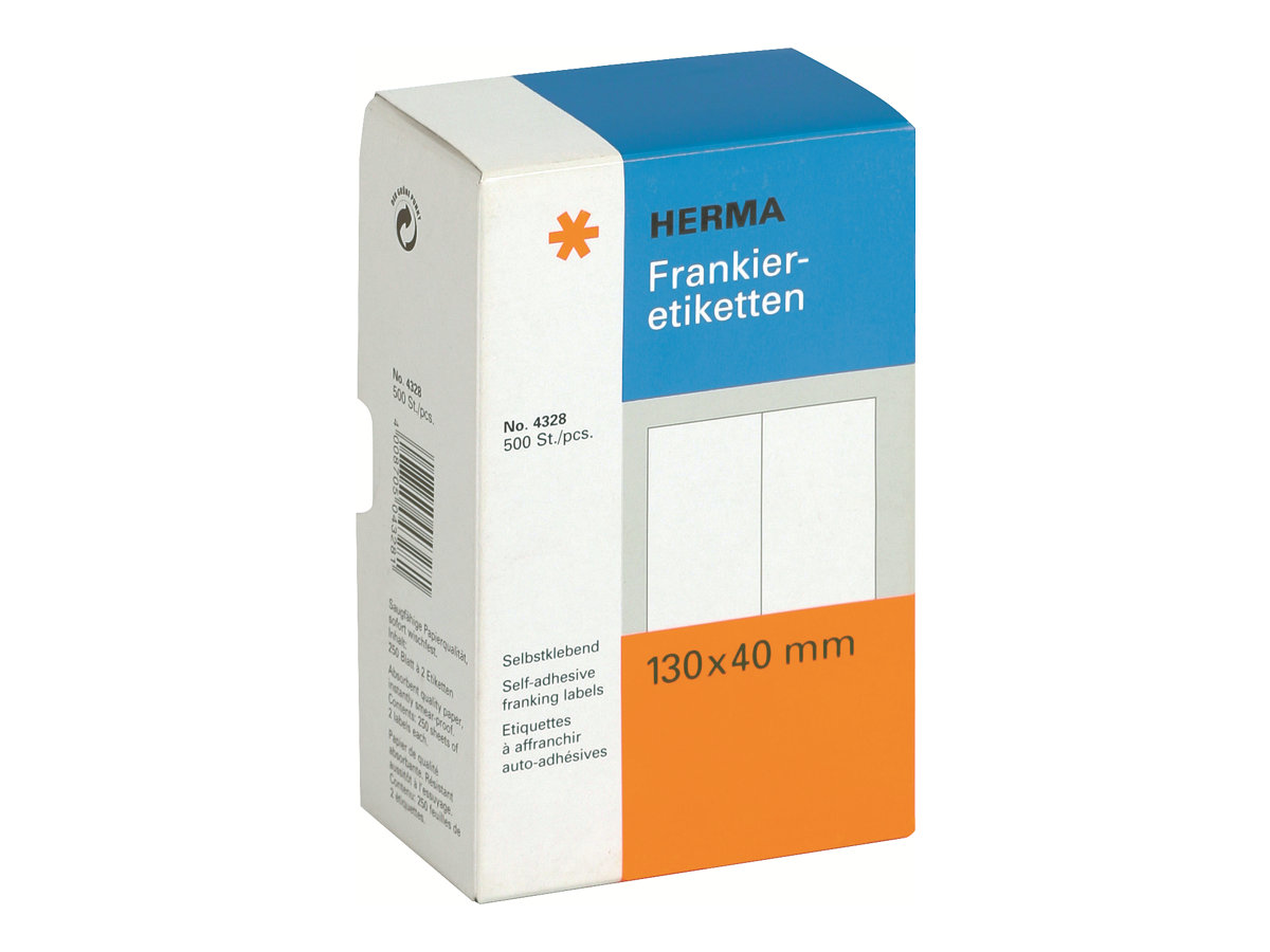 500 HERMA Frankieretiketten 4328 weiss 130,0 x 40,0 mm 500 HERMA Frankieretiketten 4328 weiss 130,0 x 40,0 mm