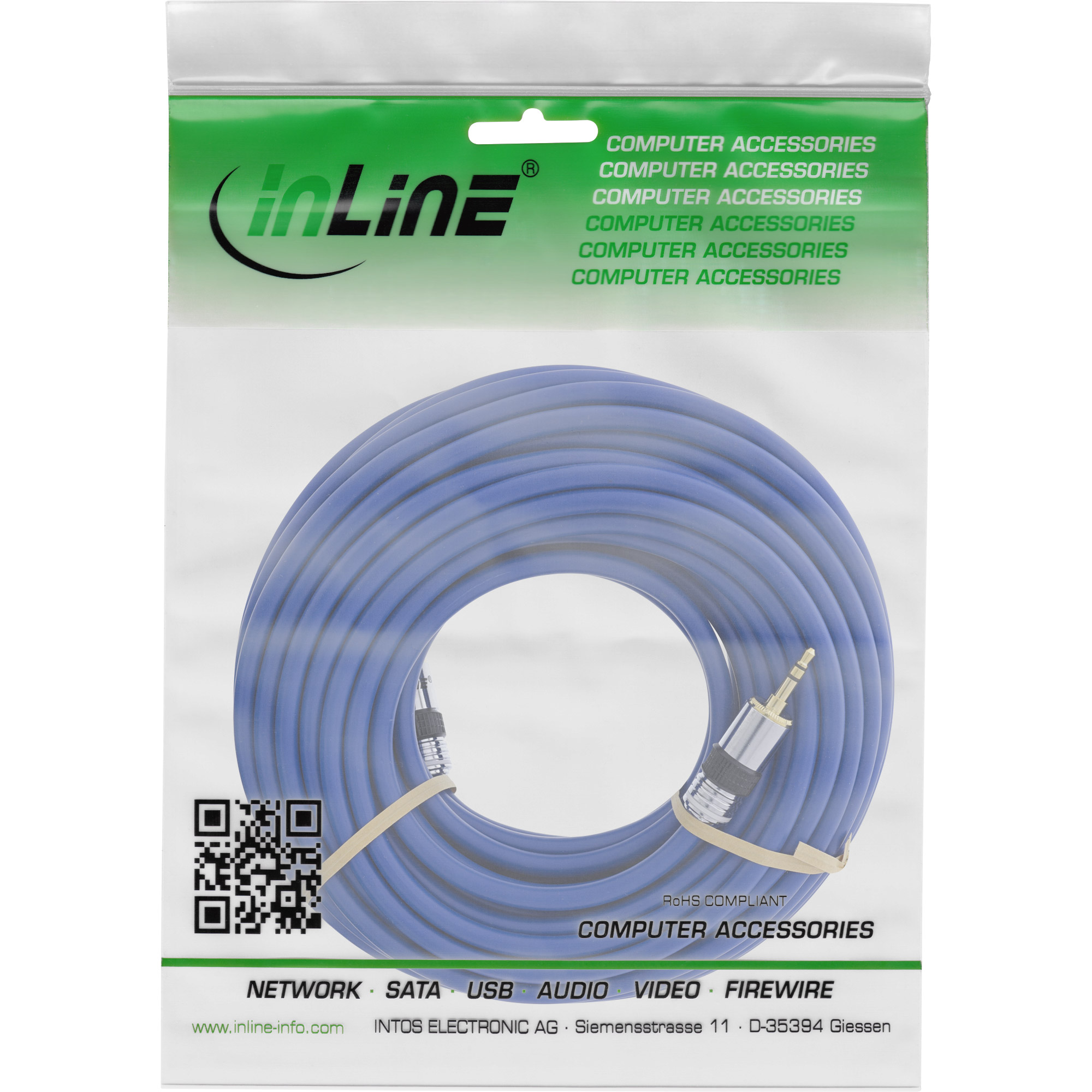 INLINE Klinke PREMIUM Audiokabel 10m InLine PREMIUM Qualitaet 3,5mm St/St 10m Stereo vergoldete Kontakte doppelt geschirmt