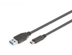 ASSMANN USB Type-C Anschlusskabel Type-C - A St/St 1,0m Super Speed sw