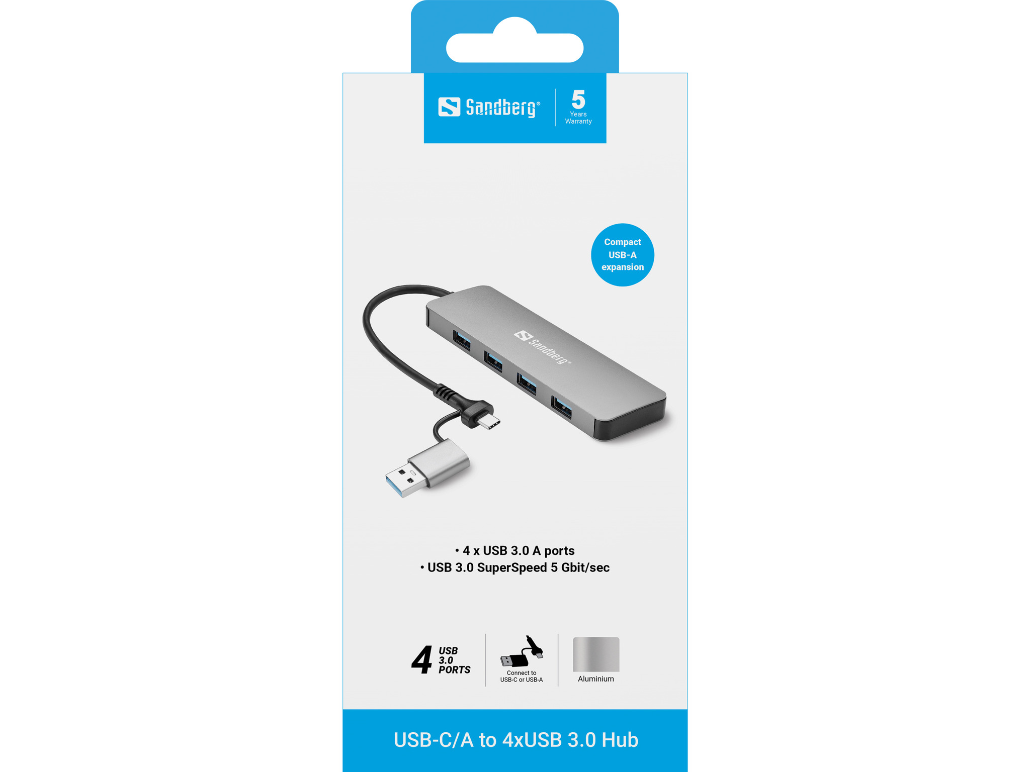 SANDBERG USBCA to 4xUSB 30 Hub