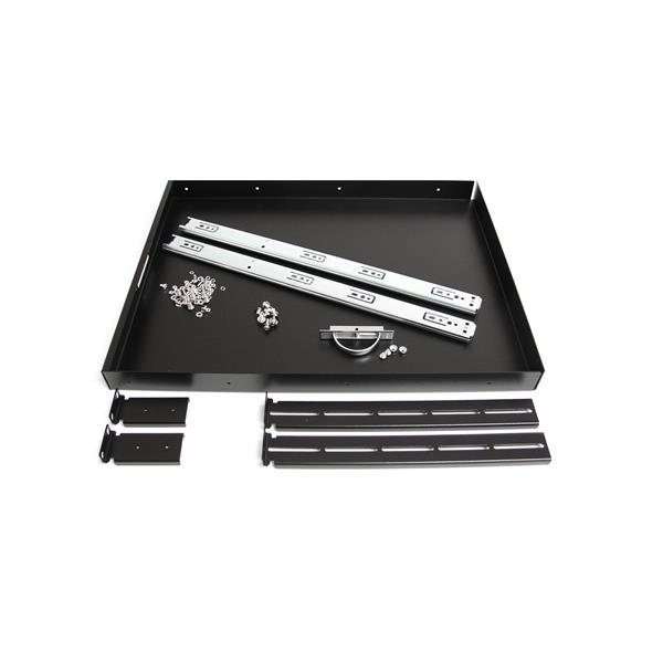 STARTECHCOM Ausziehbarer Fachboden für 19 Zoll Serverschrank 55cm Sliding Rack Shelf belastbar bis 25 Kg Stahlblech Schwarz