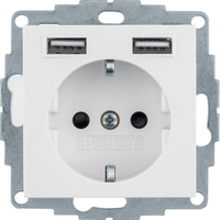 Berker Steckdose SCHUKO 48038989 USB polarweiß glänzend Berker Steckdose SCHUKO 48038989 USB polarweiß glänzend