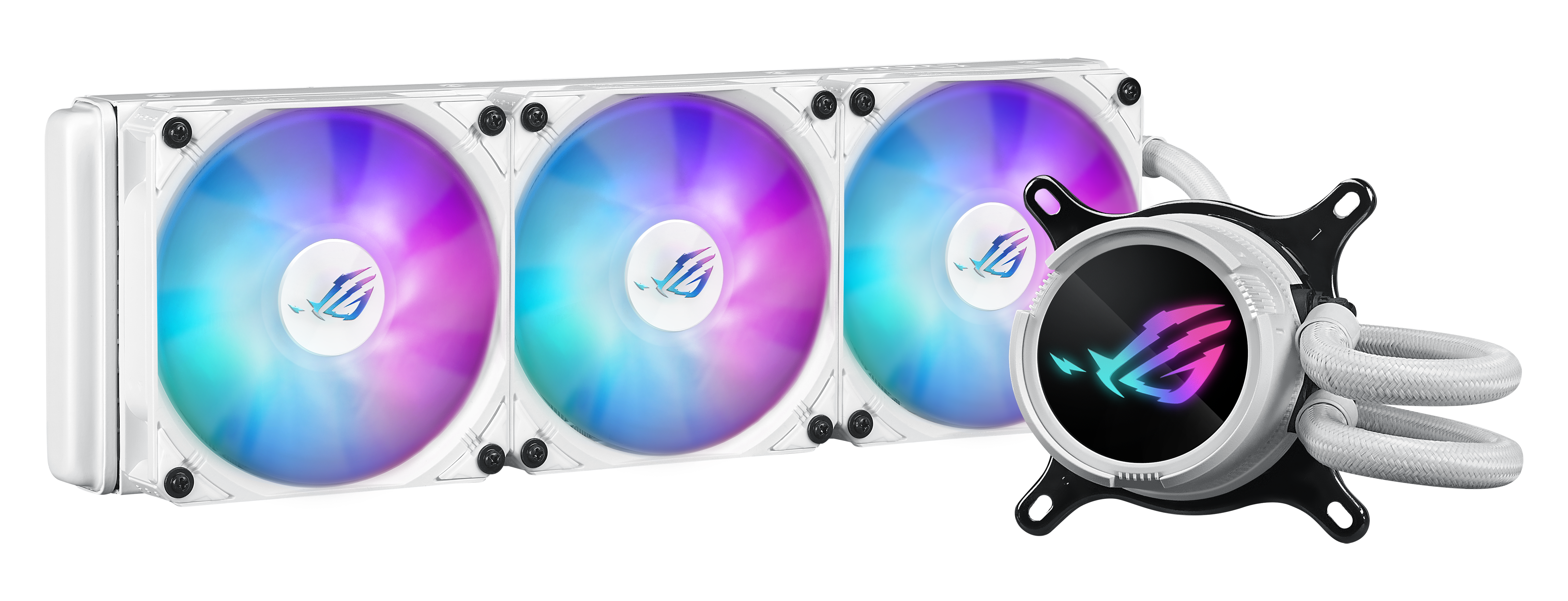 ASUS ROG Strix LC III 360 ARGB WHT allinone CPU liquid cooler with 360 rotatable water block Premium ROG ARGB fans