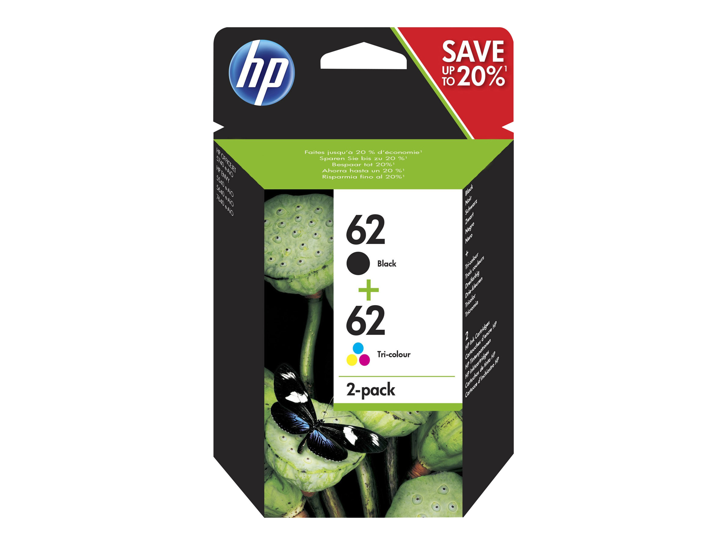 HP 62 (N9J71AE) schwarz, color Druckerpatronen, 2er-Set