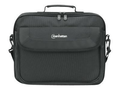 MANHATTAN Cambridge Clamshell Notebooktasche 35,8cm 14,1Zoll Staufächer an Front Rück und Innenseite Schultergurt Tragegriff schwarz