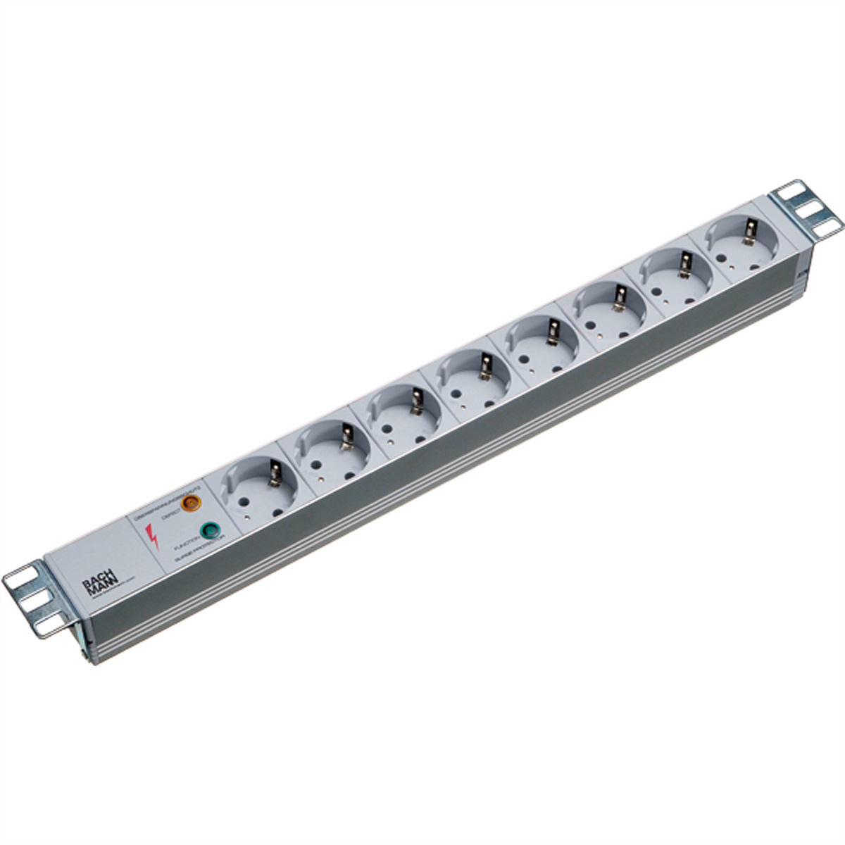 BACHMANN 48,26cm 19Zoll Steckdosenleiste 8-fach mit ueS ohne Schalter