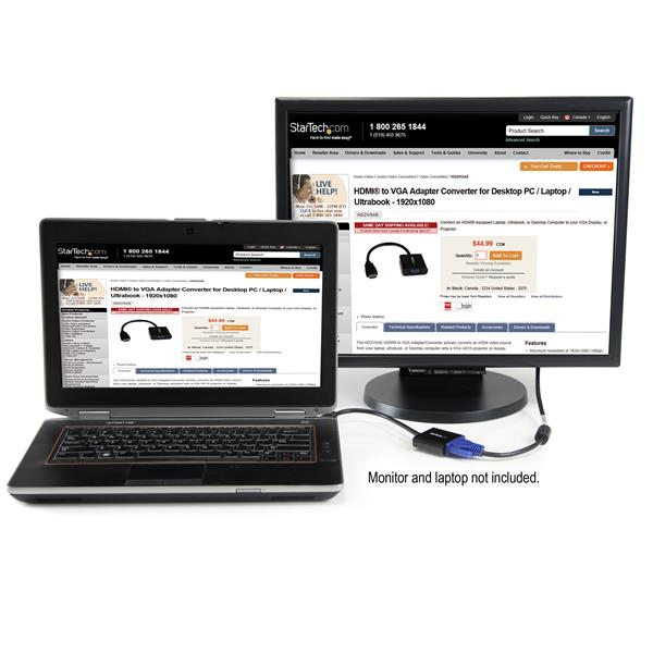 STARTECHCOM HDMI to VGA Adapter 1080p 1920 x 1080 Black HDMI Converter VGA to HDMI Monitor Adapter