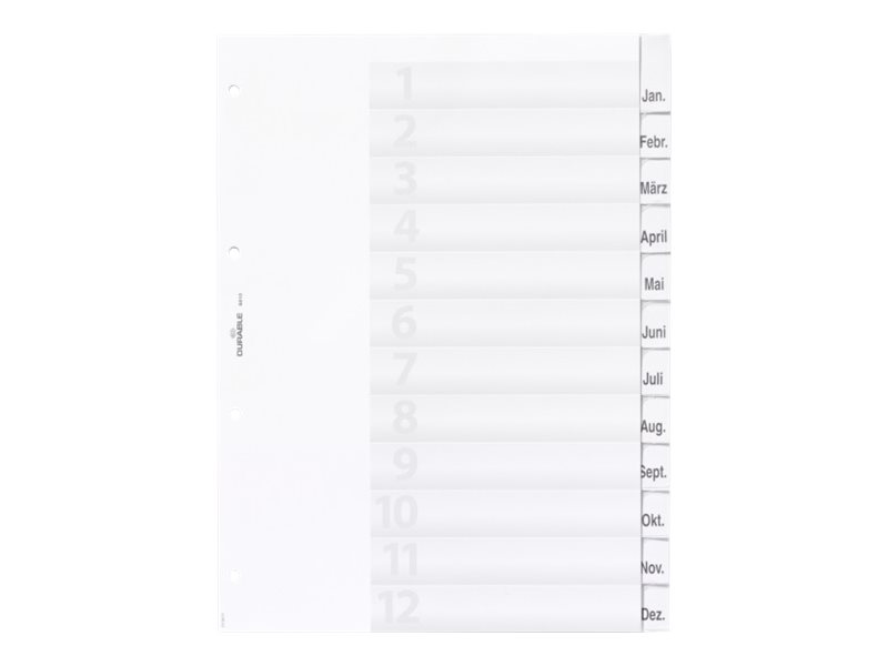 DURABLE Ordnerregister Vollformat 1-12/Jan.-Dez. transparent 12-teilig, 1 Satz DURABLE Ordnerregister Vollformat 1-12/Jan.-Dez. transparent 12-teilig, 1 Satz