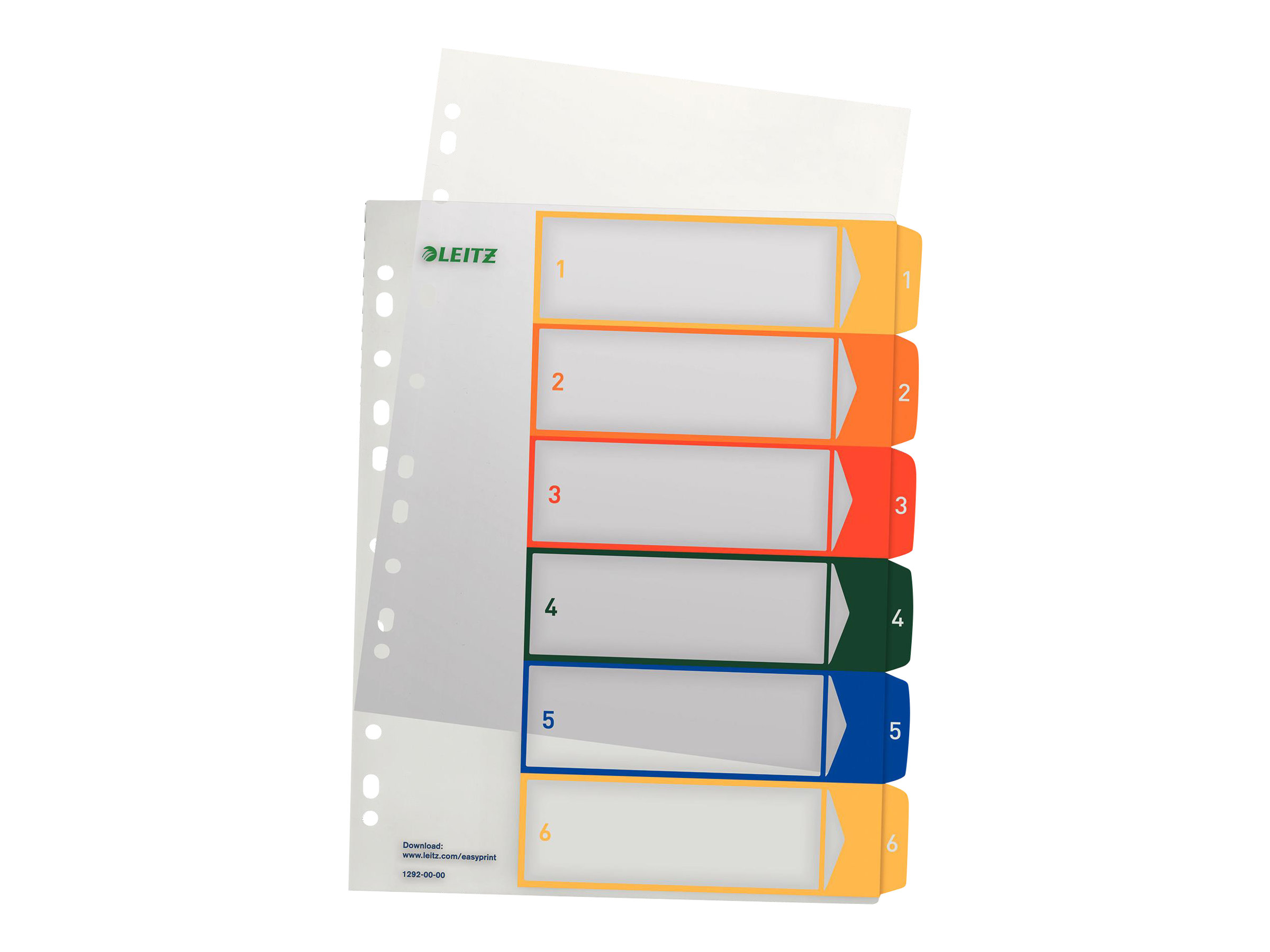 LEITZ Ordnerregister 1292 Vollformat, ueberbreite 1-6 farbig 6-teilig, 1 Satz LEITZ Ordnerregister 1292 Vollformat, ueberbreite 1-6 farbig 6-teilig, 1 Satz