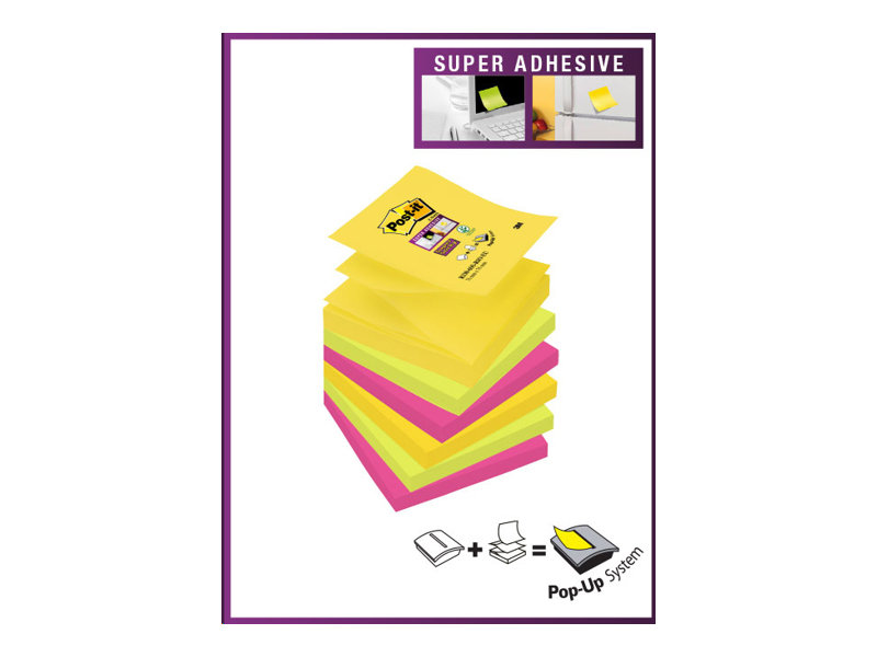 Post-it® Super Sticky Z-Notes Carnival Haftnotizen extrastark R3306SR farbsortiert, 6 Bloecke Post-it® Super Sticky Z-Notes Carnival Haftnotizen extrastark R3306SR farbsortiert, 6 Bloecke