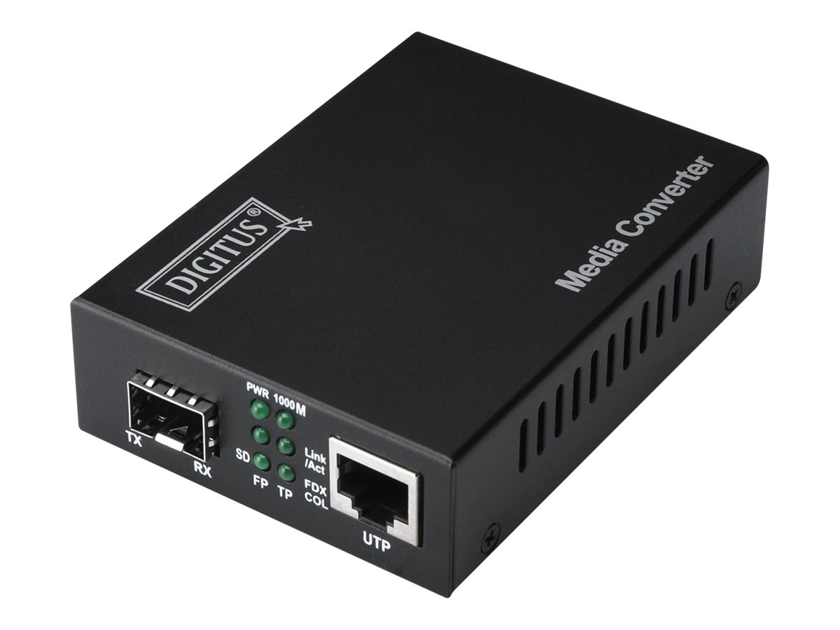 DIGITUS Medienkonverter SFP 101001000BaseT to SFP Open Slot