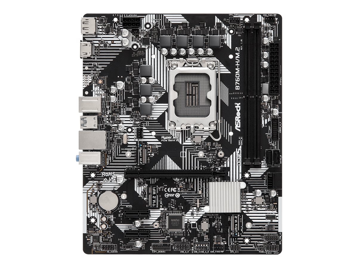 ASRock B760M-H/M.2 - Motherboard - micro ATX - LGA1700-Sockel - B760 Chipsatz - USB-C 3.2 Gen 1, USB 3.2 Gen 1 - Gigabit LAN - Onboard-Grafik (CPU erforderlich)