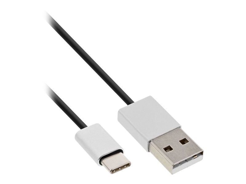 INLINE USB 2.0 Kabel Typ C Stecker an A Stecker schwarz,Alu flexibel 1m