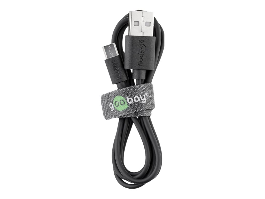 goobay Ladekabel mit Adapter schwarz, Kabellänge 1,0 m, 12 Watt