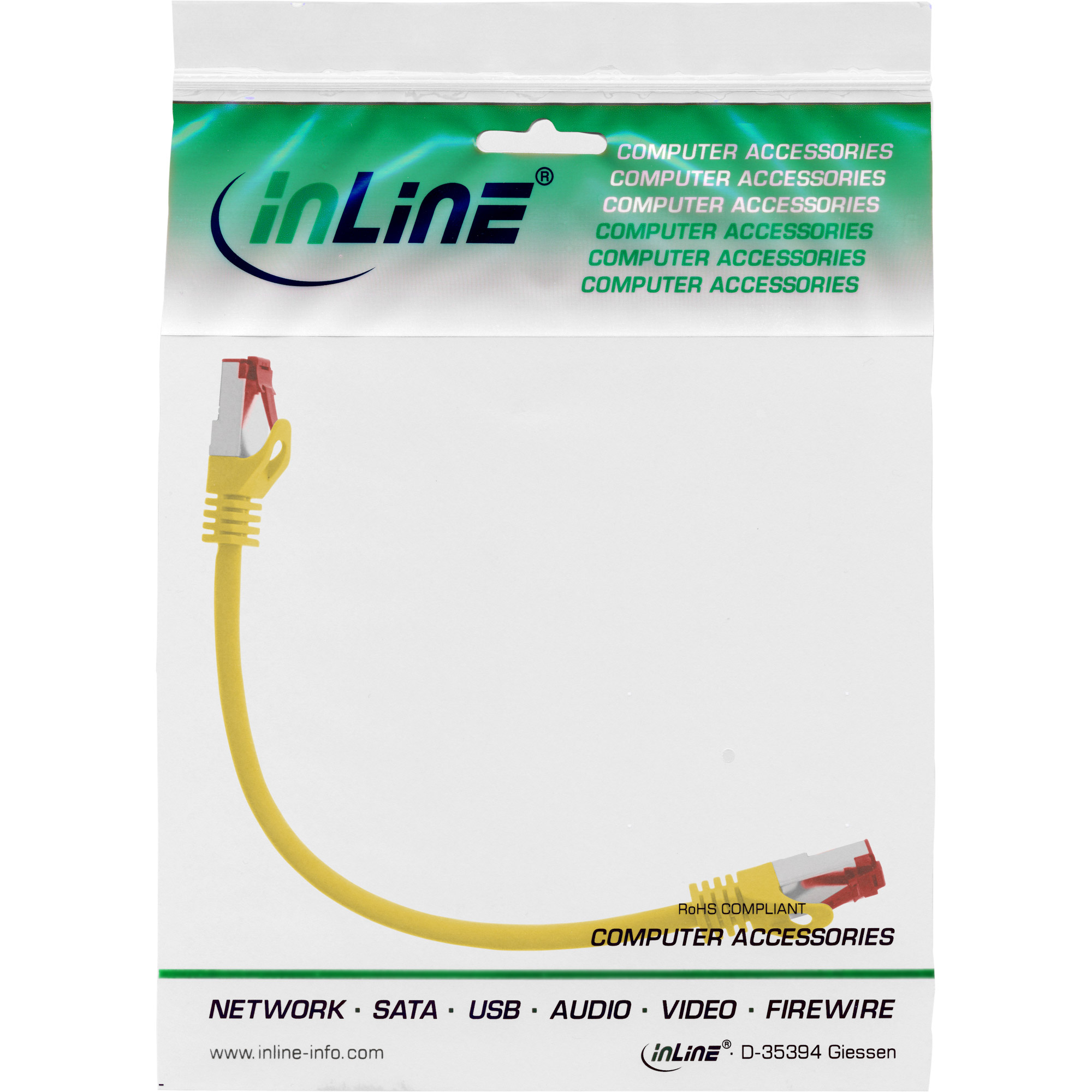INLINE Patchkabel Cat.6 250MHz PVC CCA gelb 0,3m INLINE Patchkabel Cat.6 250MHz PVC CCA gelb 0,3m