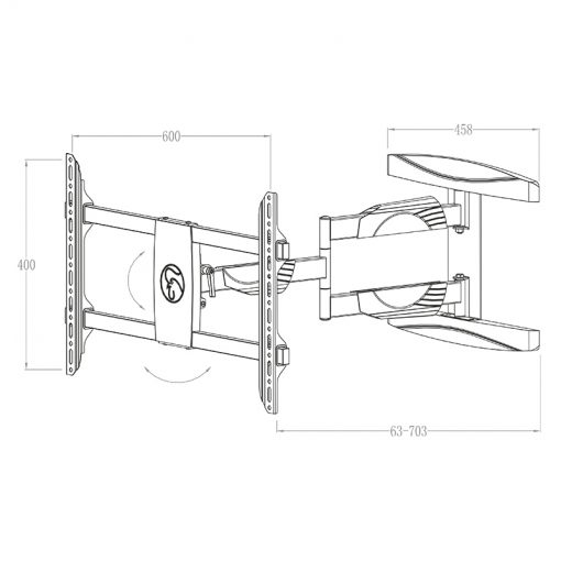HAGOR BrackIT L Wandhalterung neig- und schwenkbar fuer 81-140cm screen max VESA 600x400mm max Traglast 30kg Wandabstand 63-703mm