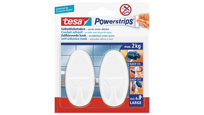 tesa Powerstrips Klebehaken für max. 2,0 kg 3,8 x 7,0 cm, 2 St. tesa Powerstrips Klebehaken für max. 2,0 kg 3,8 x 7,0 cm, 2 St.