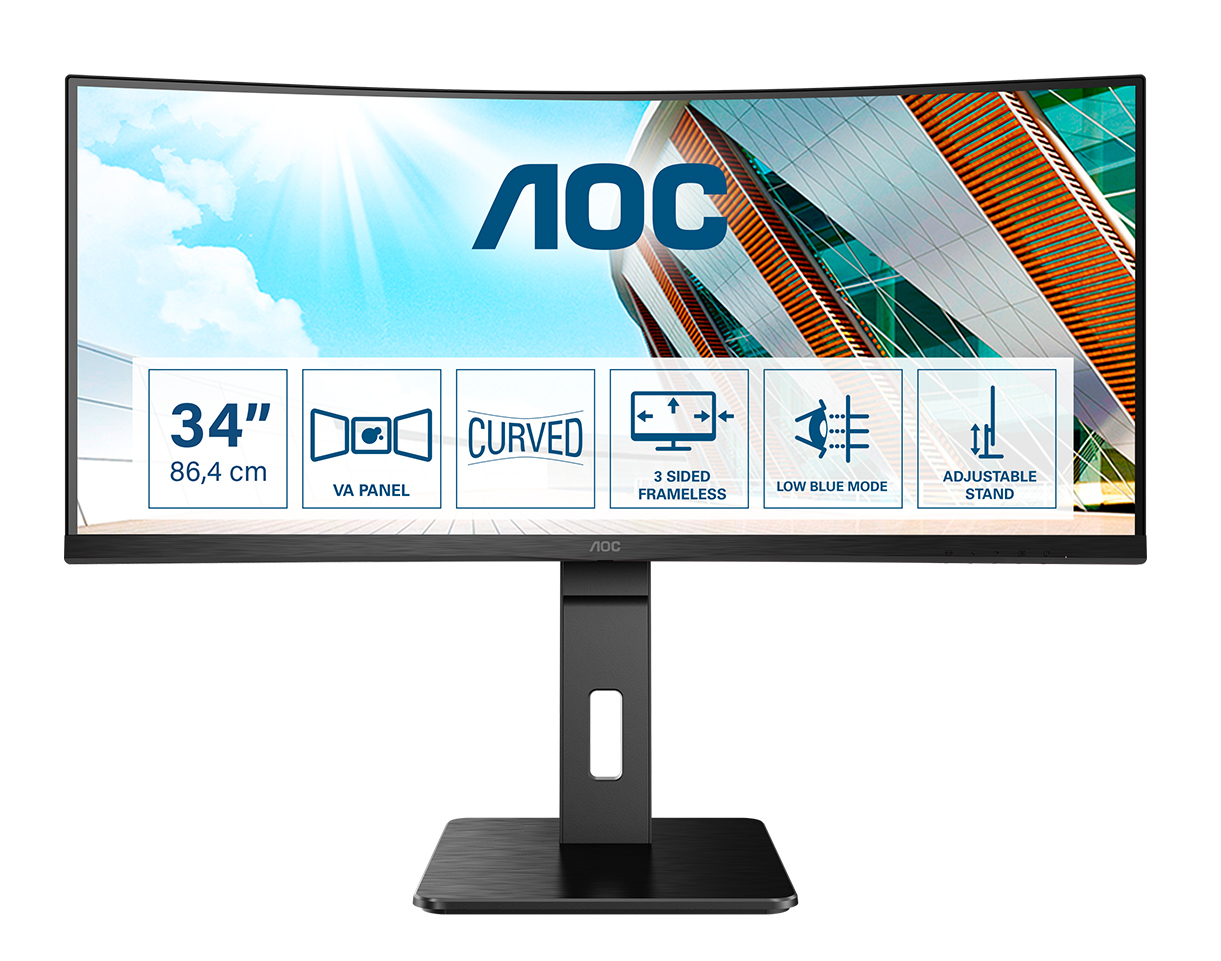 86,4cm34 3440x1440 AOC ProLine CU34P2A 219 1ms USB 2xHDMI DisplayPort VESA Speaker 2K UHD Black