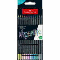 FABERCASTELL Black Edition Metallic Buntstifte farbsortiert, 12 St