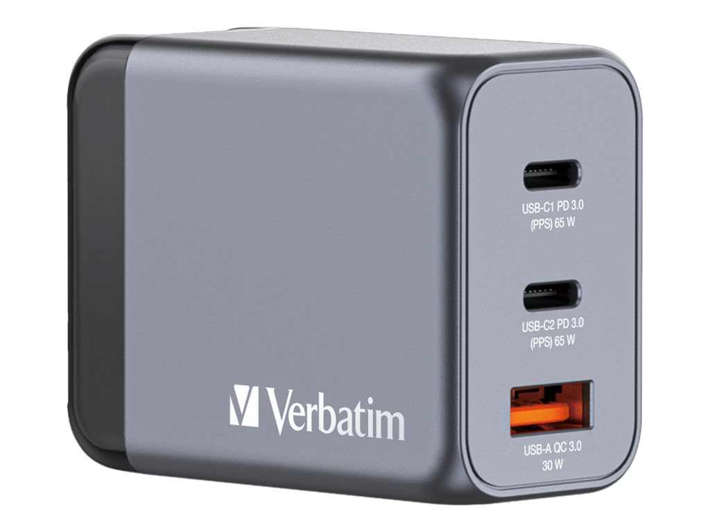 Verbatim USB-C Ladegeraet 65W 3 Port 2xUSB-C/1x USB-A