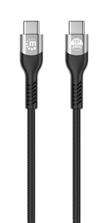 MANHATTAN USB 20 Typ C EPR Ladekabel 240 W PD 31 480 Mbits 2m Power Delivery 31 abwärtskompatibel zu 14010065 W schwarz