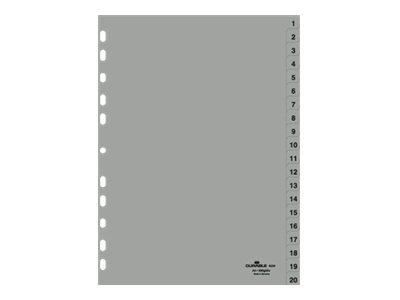 DURABLE Ordnerregister Vollformat 1-20 grau 20-teilig, 1 St. DURABLE Ordnerregister Vollformat 1-20 grau 20-teilig, 1 St.