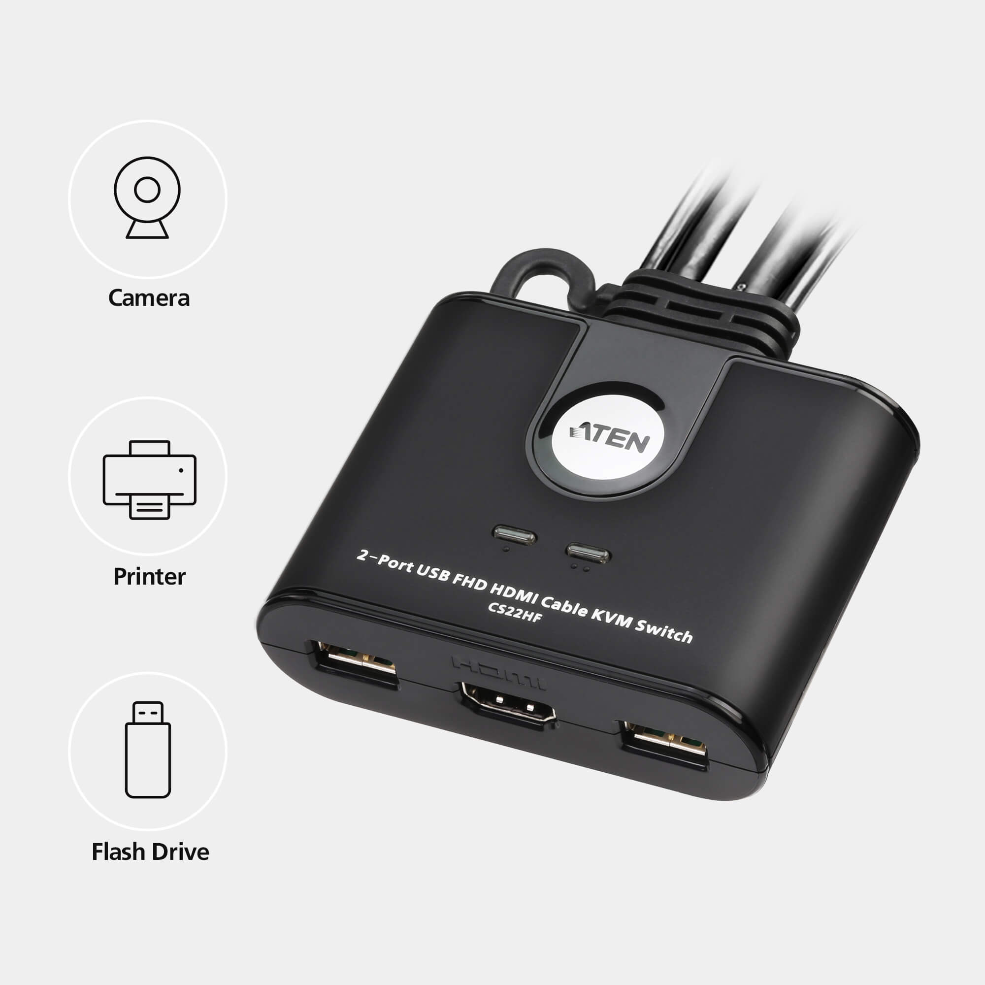 ATEN CS22HF USB FHD HDMI Kabel Switch 2Port