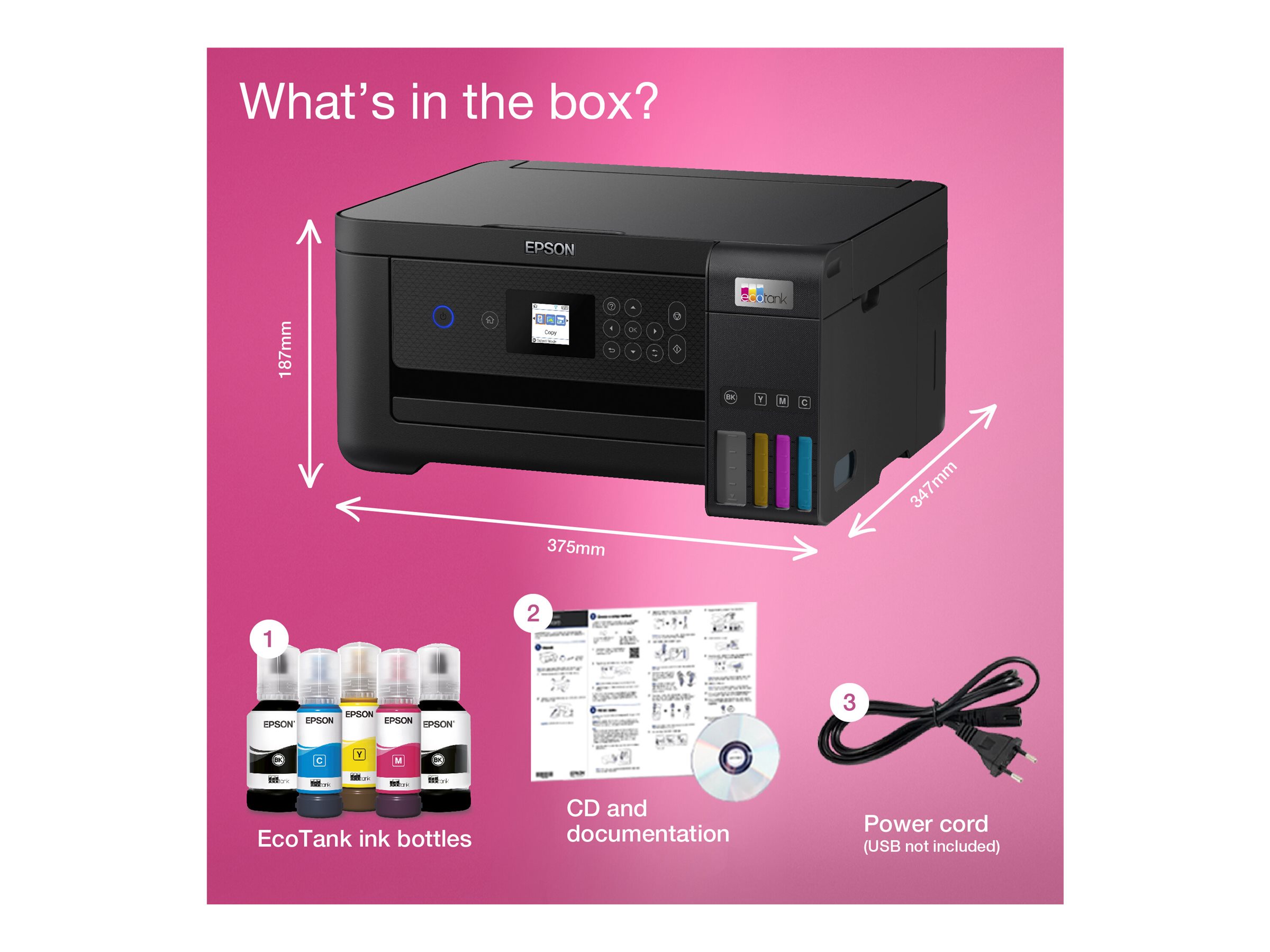 EPSON EcoTank ET-2850 3 in 1 Tintenstrahl-Multifunktionsdrucker schwarz