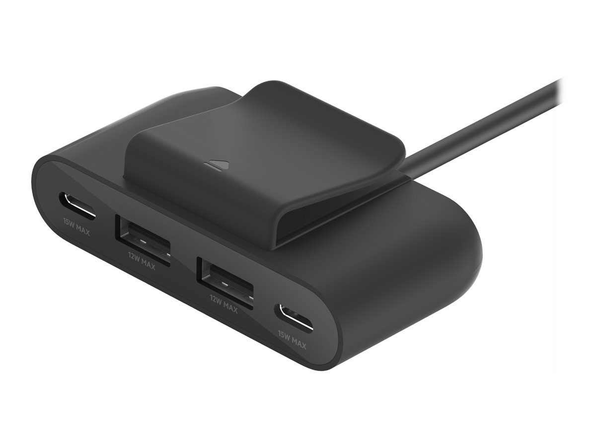 4-Port USB-Splitter 2x USB-C,2xUSB-A, max.30 W, schwarz