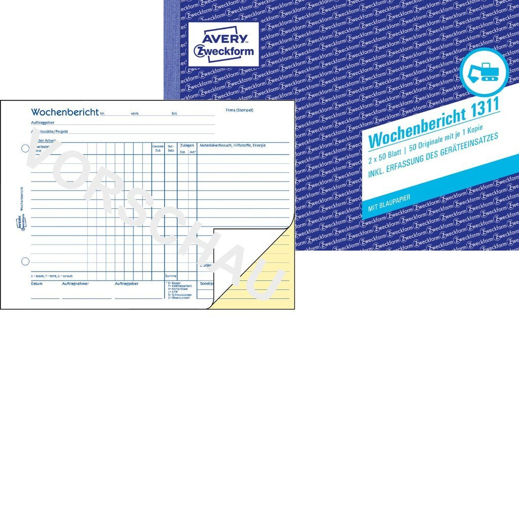 AVERY Zweckform Wochenbericht Formularbuch 1311 AVERY Zweckform Wochenbericht Formularbuch 1311