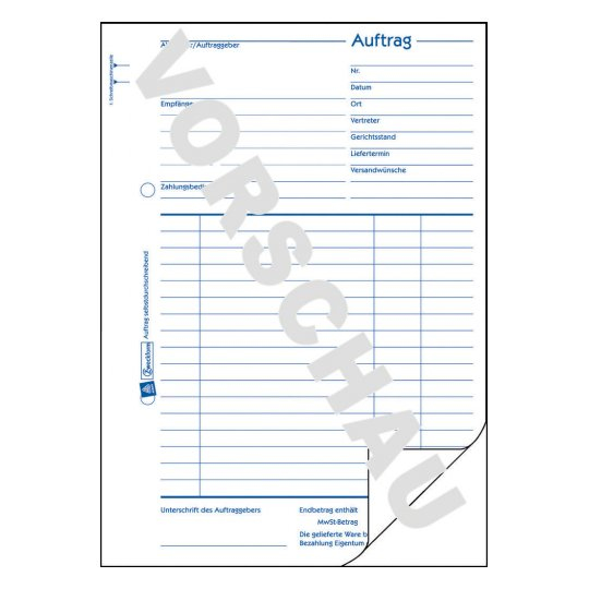 Avery Zweckform Auftrag Formularbuch 756 50 Blatt