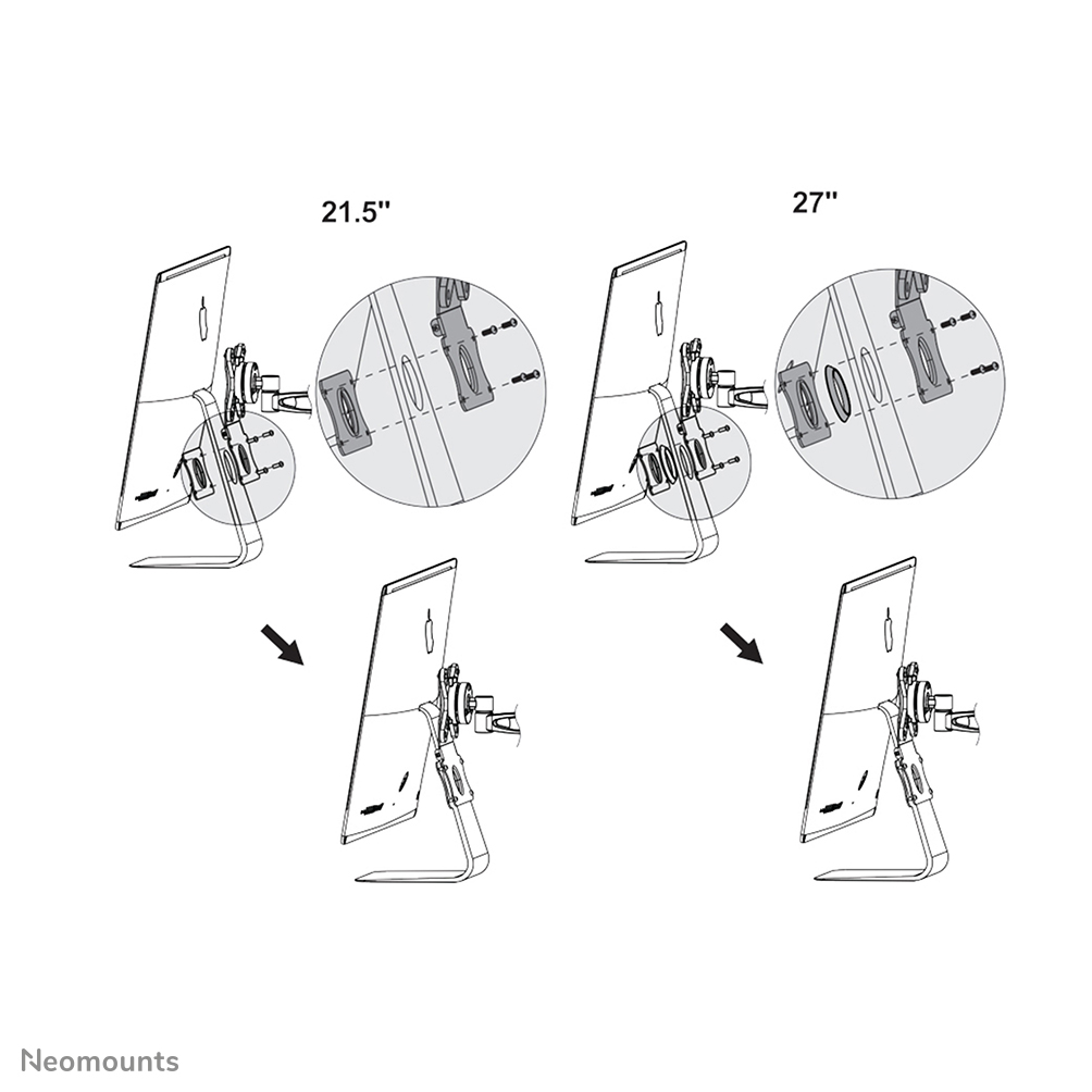 NEOMOUNTS FPMAVESAMAC2127 Adapter Plate VESA 75x75 und 100x100 kompatibel mit 21,5 bis 27Zoll Screens silber
